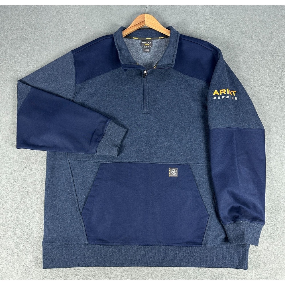 Ariat Quarter Zip Sweatshirt Mens 2XL Blue Rebar Workman Duracanvas Heavyweight